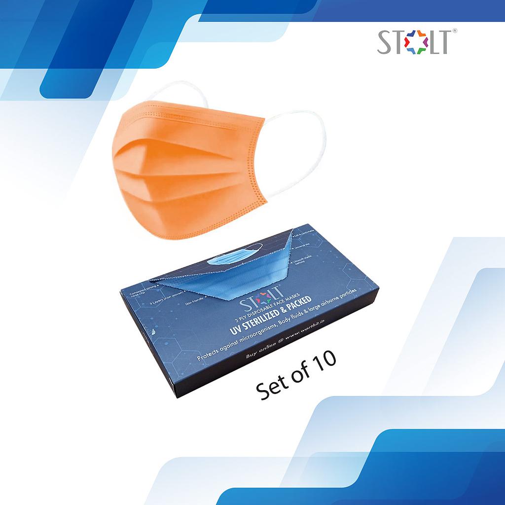 STOLT - 3 Ply Disposable Face Mask Orange Set of 10