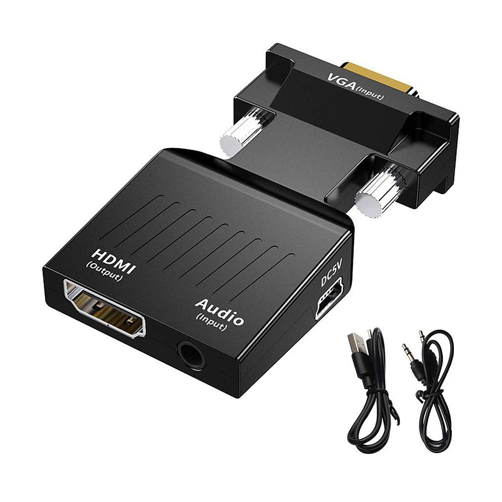 VGA to HDMI Converter With Audio AUX Cable (Import)