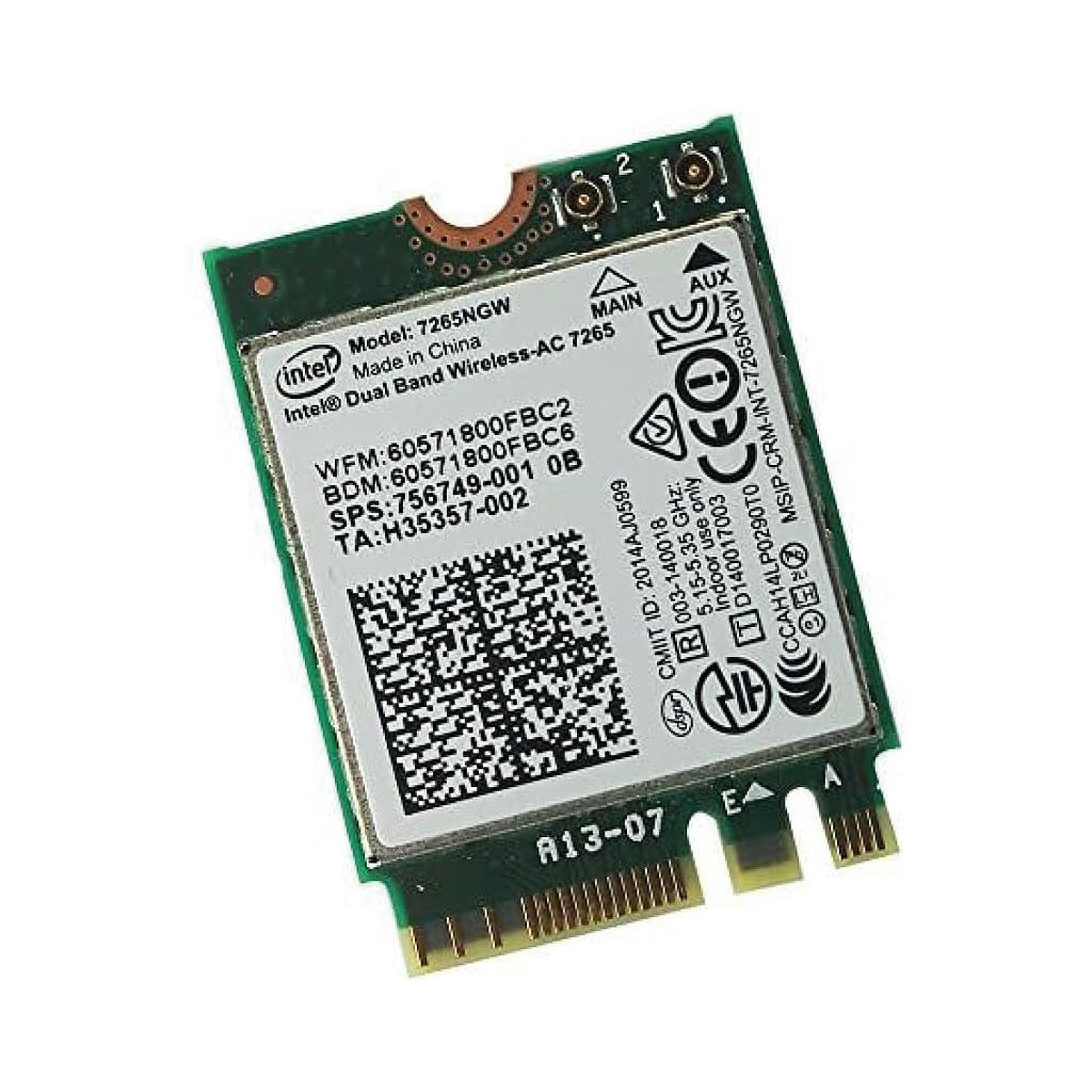 Intel 7265NGW Dual Band Wireless-AC 7265 802.11ac, 2x2 WiFi + Bluetooth 4.0 Card
